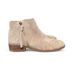 Sole Society Women’s 11 Gray Suede Ankle Boots Side Zip Low Heel Leather Upper